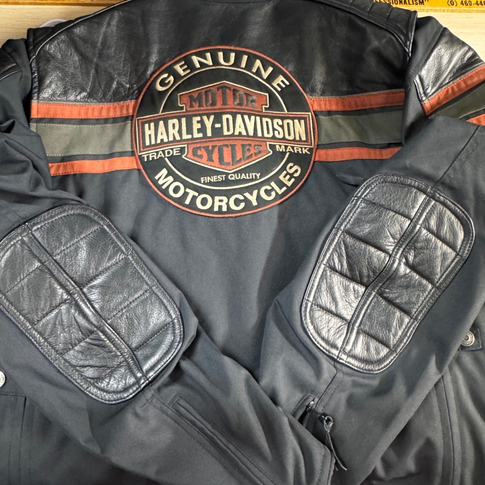 Harley-Davidson Riding Jacket Mens 2xl Black Leather Textile Mesh Vent
